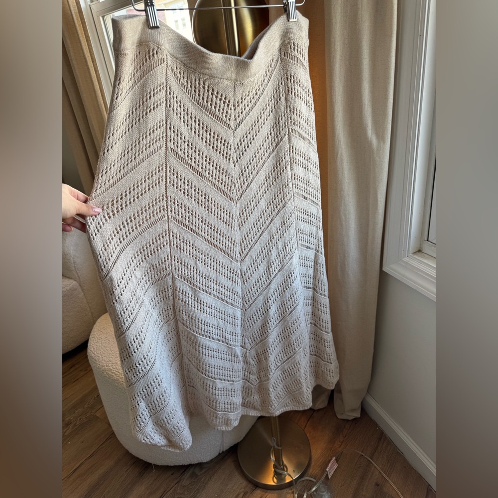 Elegant Coldwater Creek Cream Knit Skirt | 2X Large - Picture 2 of 5